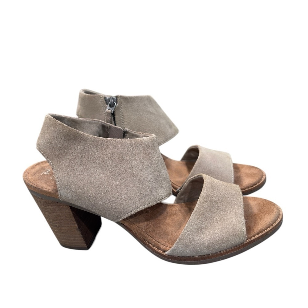 Toms Majorca CutOut Open Sandals Fringed Zipper Suede Block 3 in Heel Size 9